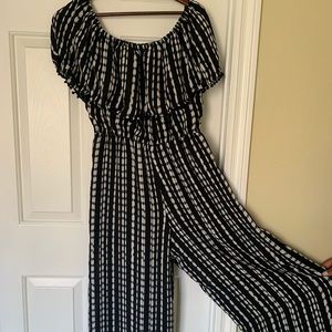 2 black and white rompers